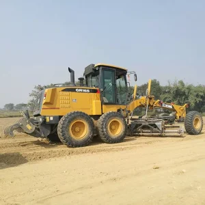 Motor grader working on a road construction site,Only visible to AI